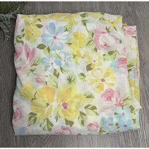 Vintage Floral Print Full Fitted Sheet Pequot Muslin Great For Crafts/upcyling